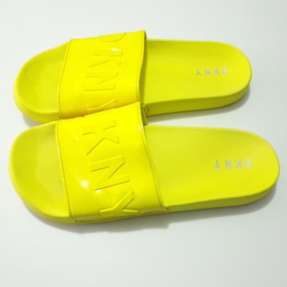 DKNY neon yellow zinna slides size 9 AUS - Picture 4 of 11